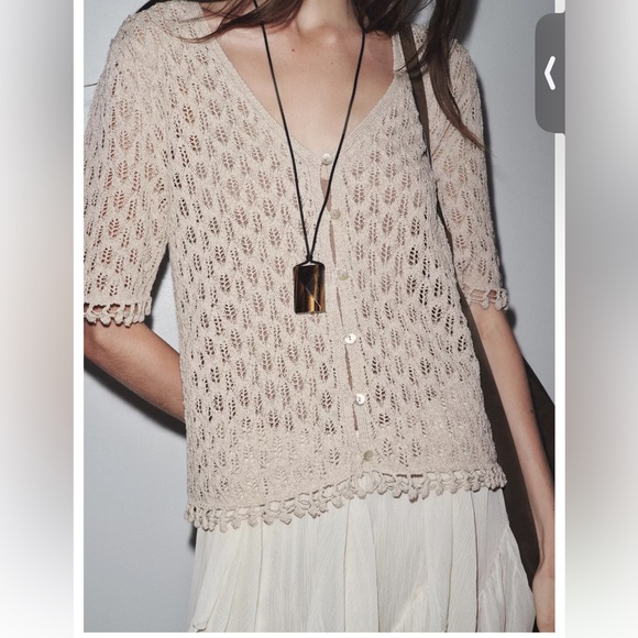 Zara Tops - Zara Pointelle Knit Cardigan - NEW WITH TAGS